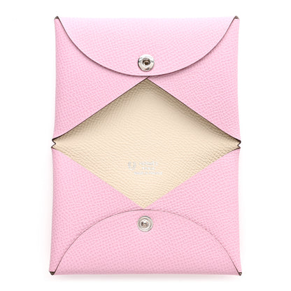 Hermes Epsom Horseshoe Calvi Card Case Mauve Sylvestre Craie 5 of 8