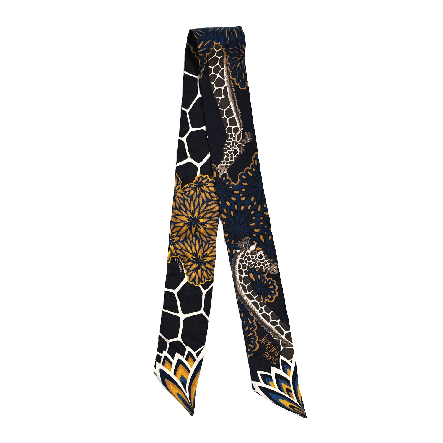 Hermes Silk Three Graces Twilly Black Gold Taupe 8 of 12