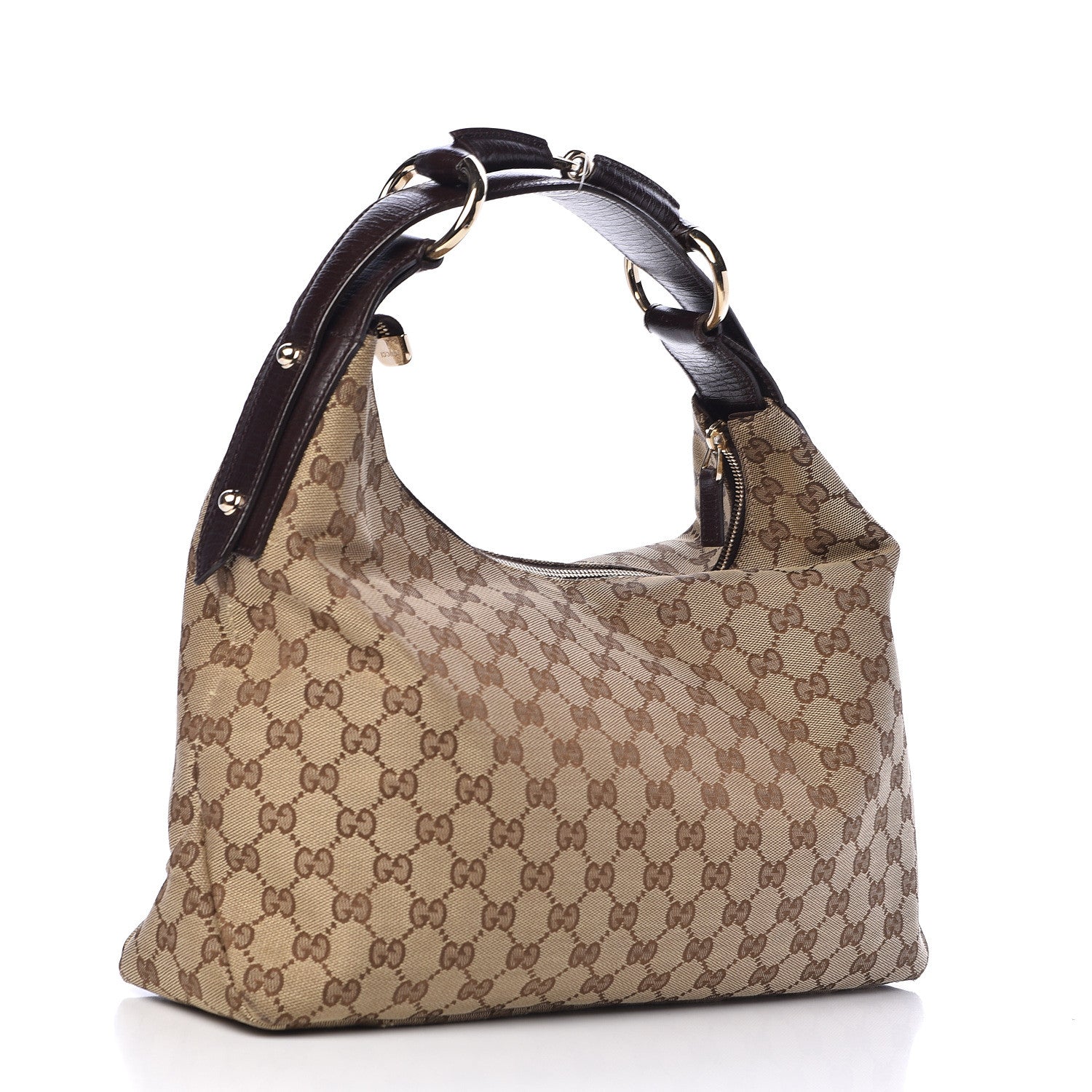 Gucci Monogram Medium Horsebit Chain Hobo Dark Brown 3 of 14