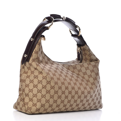 Gucci Monogram Medium Horsebit Chain Hobo Dark Brown 3 of 14
