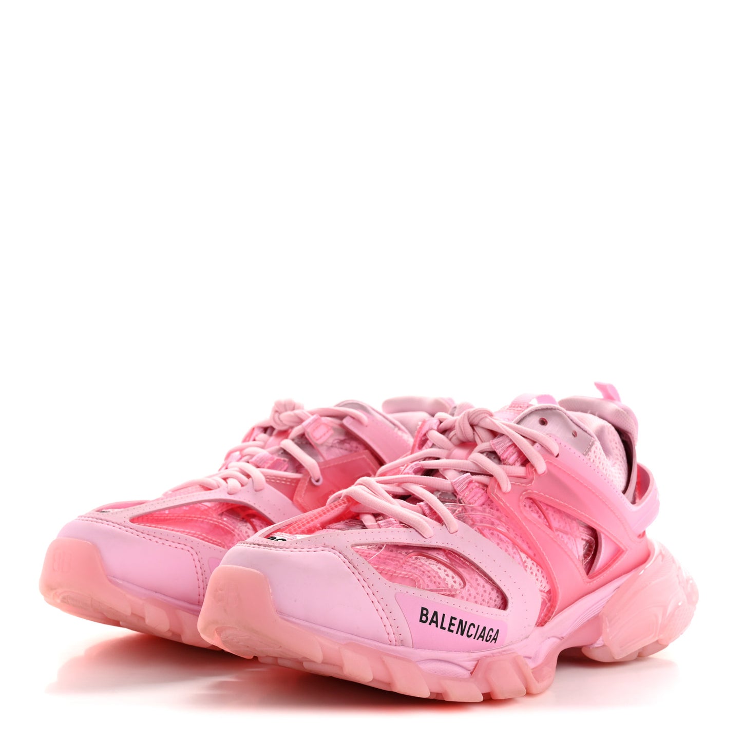 Rubber Mesh Fabric Clear Sole Womens Track Sneakers 39 Pink