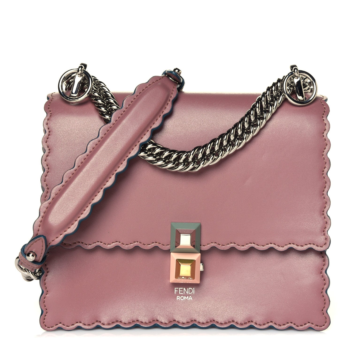 Fendi Vitello Liberty Scalloped Studded Small Kan I Shoulder Bag English Rose 2 of 14