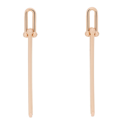 Tiffany 18K Rose Gold HardWear Double Long Link Earrings 1 of 5