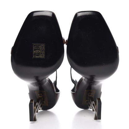 Saint Laurent Calfskin Opyum Sandals 38.5 Brown 5 of 9
