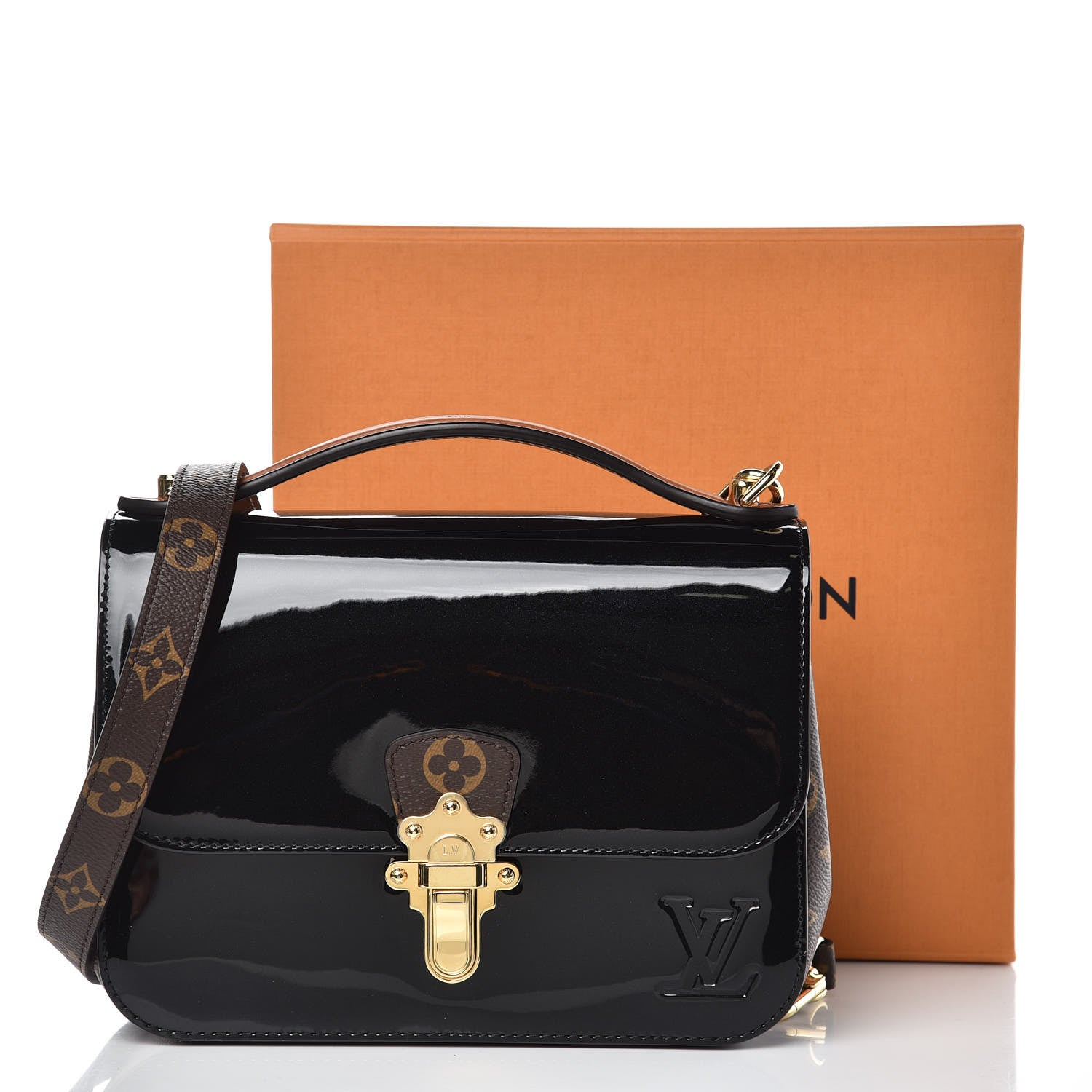 Louis Vuitton Patent Calfskin Monogram Cherrywood BB Black 8 of 8