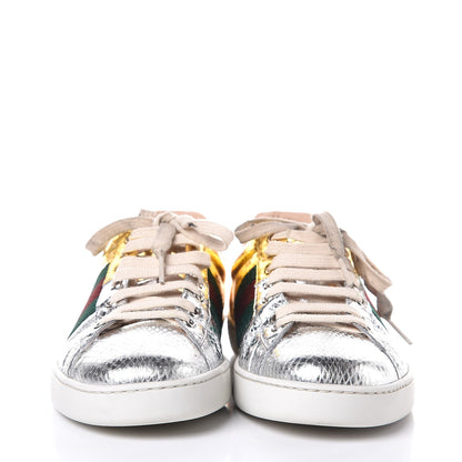 Gucci Metallic Ayers Web New Ace Sneakers 8 Gold Silver 2 of 15