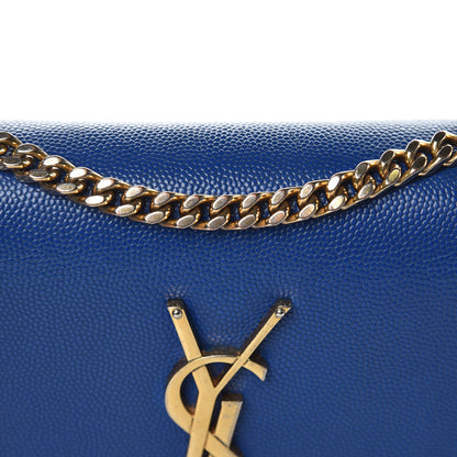 Saint Laurent Grain De Poudre Small Classic Monogram Kate Satchel Royal Blue 16 of 16