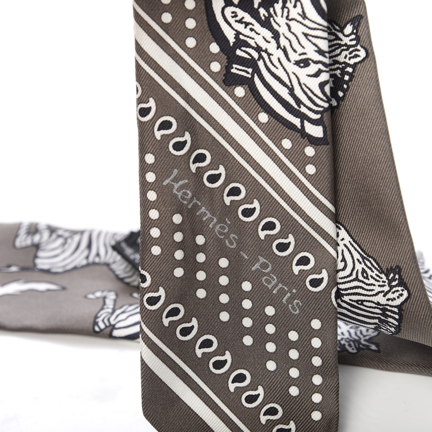 Silk Les Zebres Twilly Gris Taupe Black White