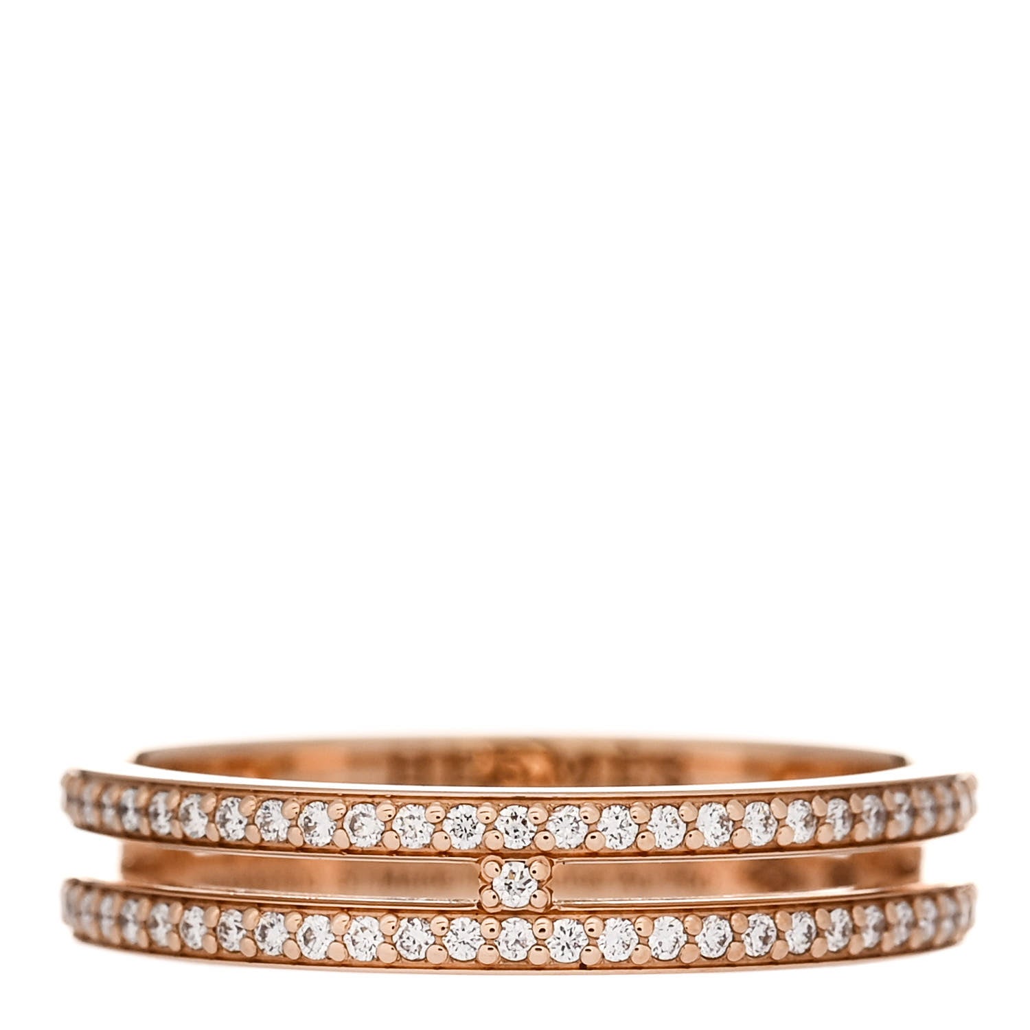 Hermes 18K Rose Gold Diamond Ariane Wedding Band Ring 51 5.75 1 of 4