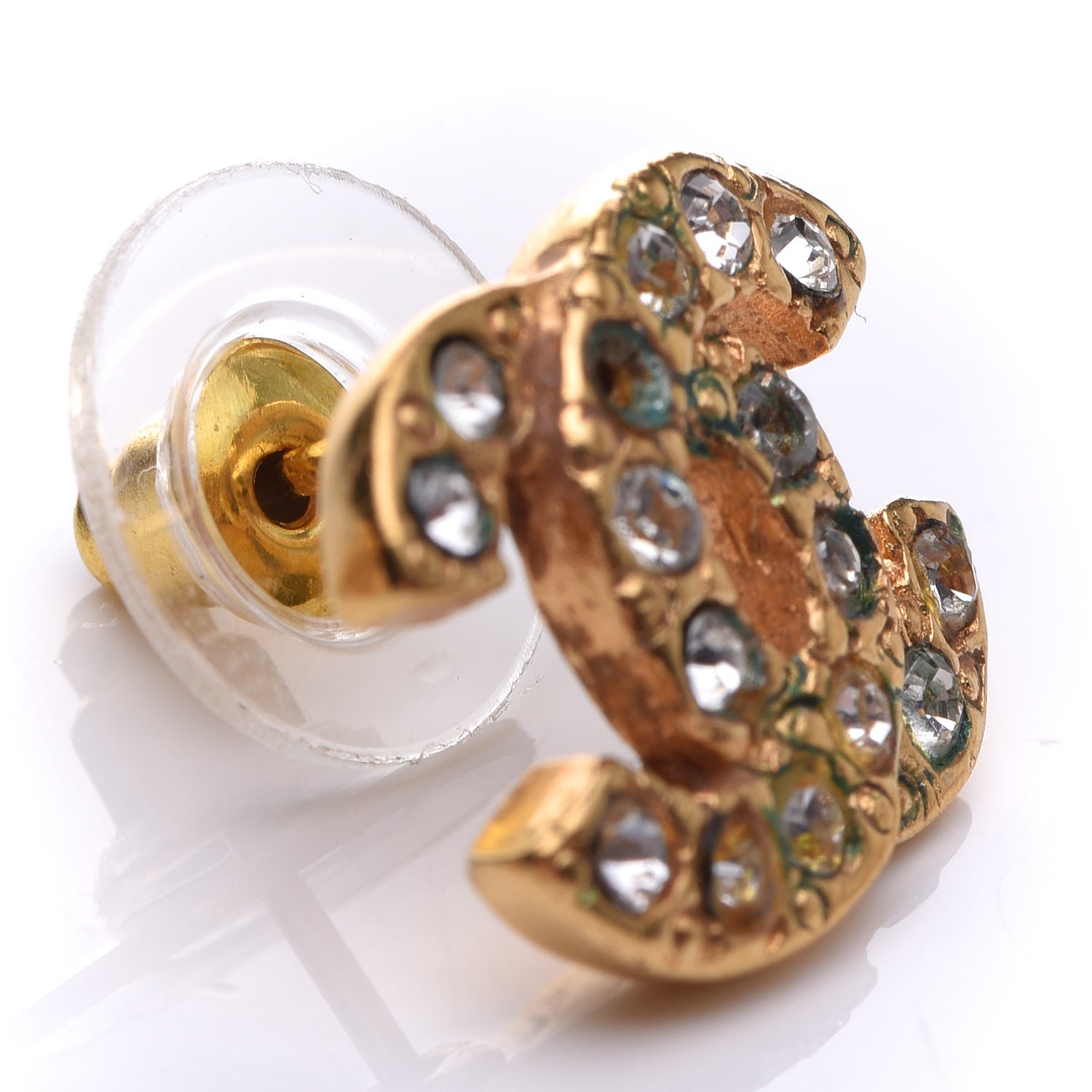 Chanel Crystal Mini CC Earrings Gold 5 of 9