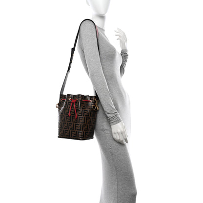Fendi Vitello Grace F is Fendi Bi-Color FF 1974 Embossed Grande Mon Tresor Bucket Bag Maya Black Fragola 2 of 12
