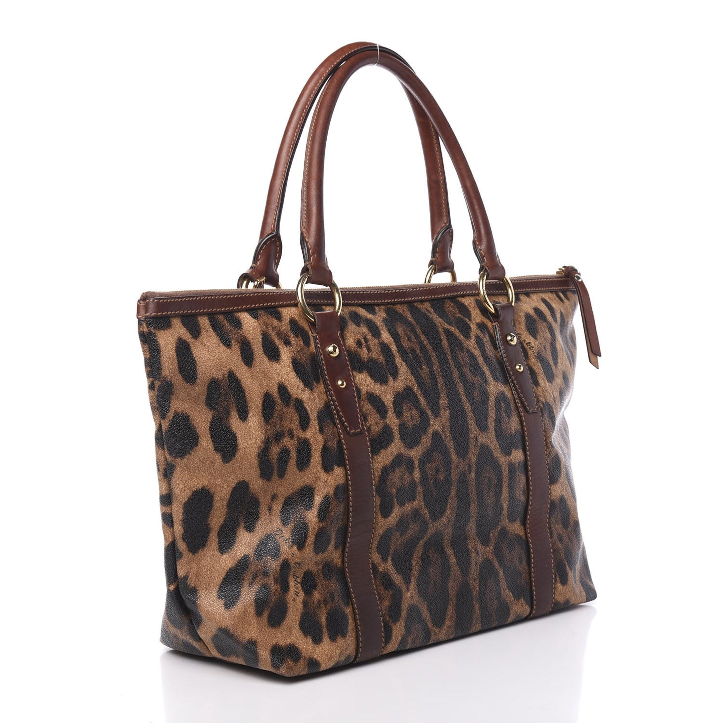 Coated Canvas Leopard Print Tote