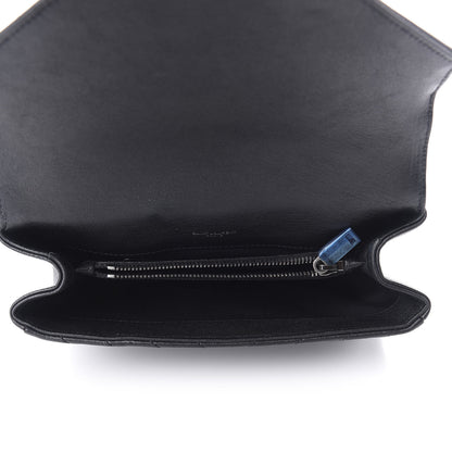 Saint Laurent Sheepskin Matelasse Chevron Monogram Medium College Bag Black 5 of 11