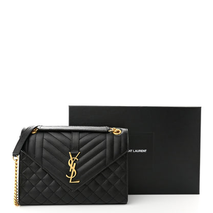 Saint Laurent Grain De Poudre Textured Mixed Matelasse Triquilt Medium Monogram Satchel Black 11 of 11