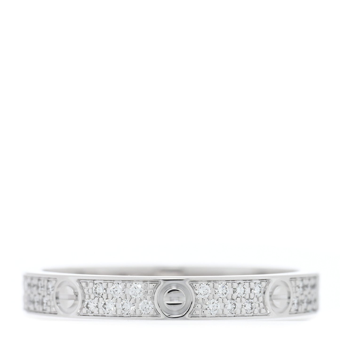 18K White Gold Diamond 2.6mm LOVE Paved Band Ring 48 4.5