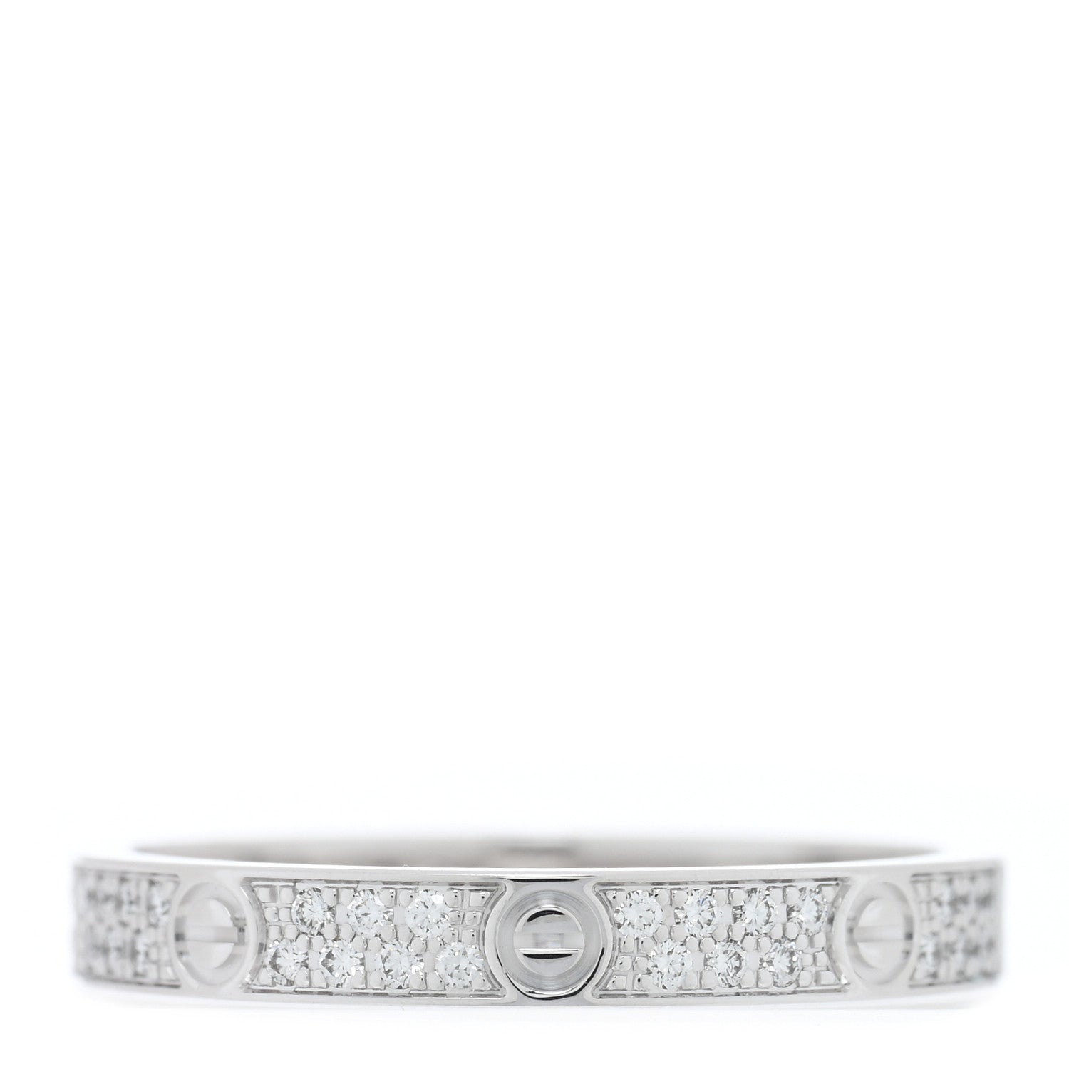 Cartier 18K White Gold Diamond 2.6mm LOVE Paved Band Ring 48 4.5 1 of 4