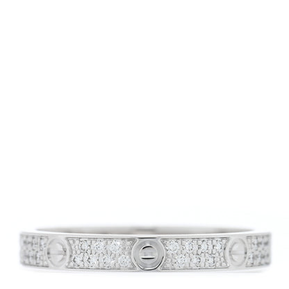 Cartier 18K White Gold Diamond 2.6mm LOVE Paved Band Ring 48 4.5 1 of 4
