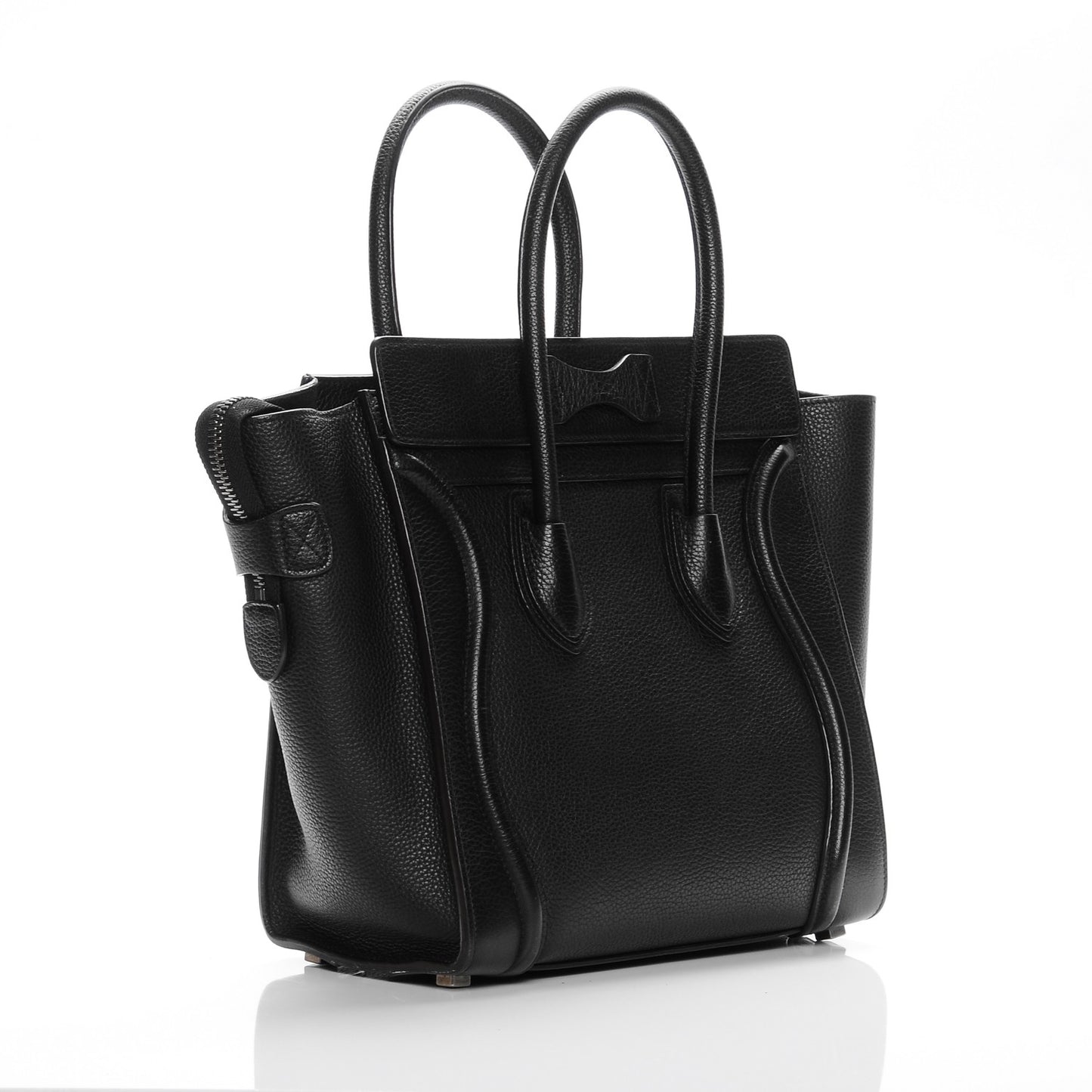 Drummed Calfskin Micro Luggage Black