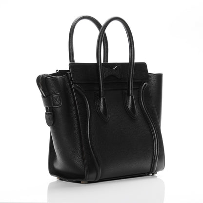 Celine Drummed Calfskin Micro Luggage Black 3 of 10