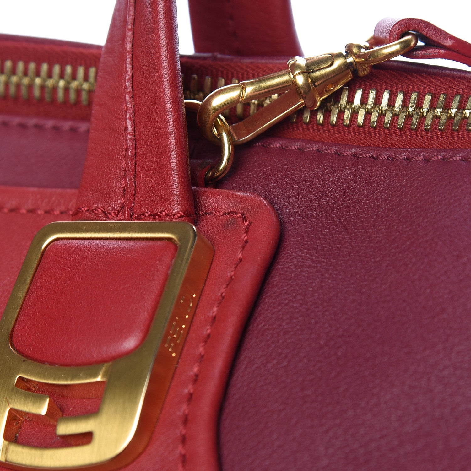 Fendi Vitello Capra Alabama Colorblock Large Chameleon Tote Ciliegia Bordeaux Ruby 12 of 12