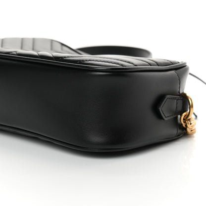 Gucci Calfskin Matelasse Small GG Marmont Chain Shoulder Bag Black 10 of 13