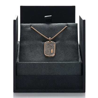 David Yurman 18K Rose Gold Cognac Diamond Dog Tag Pave Pendant Necklace 6 of 6