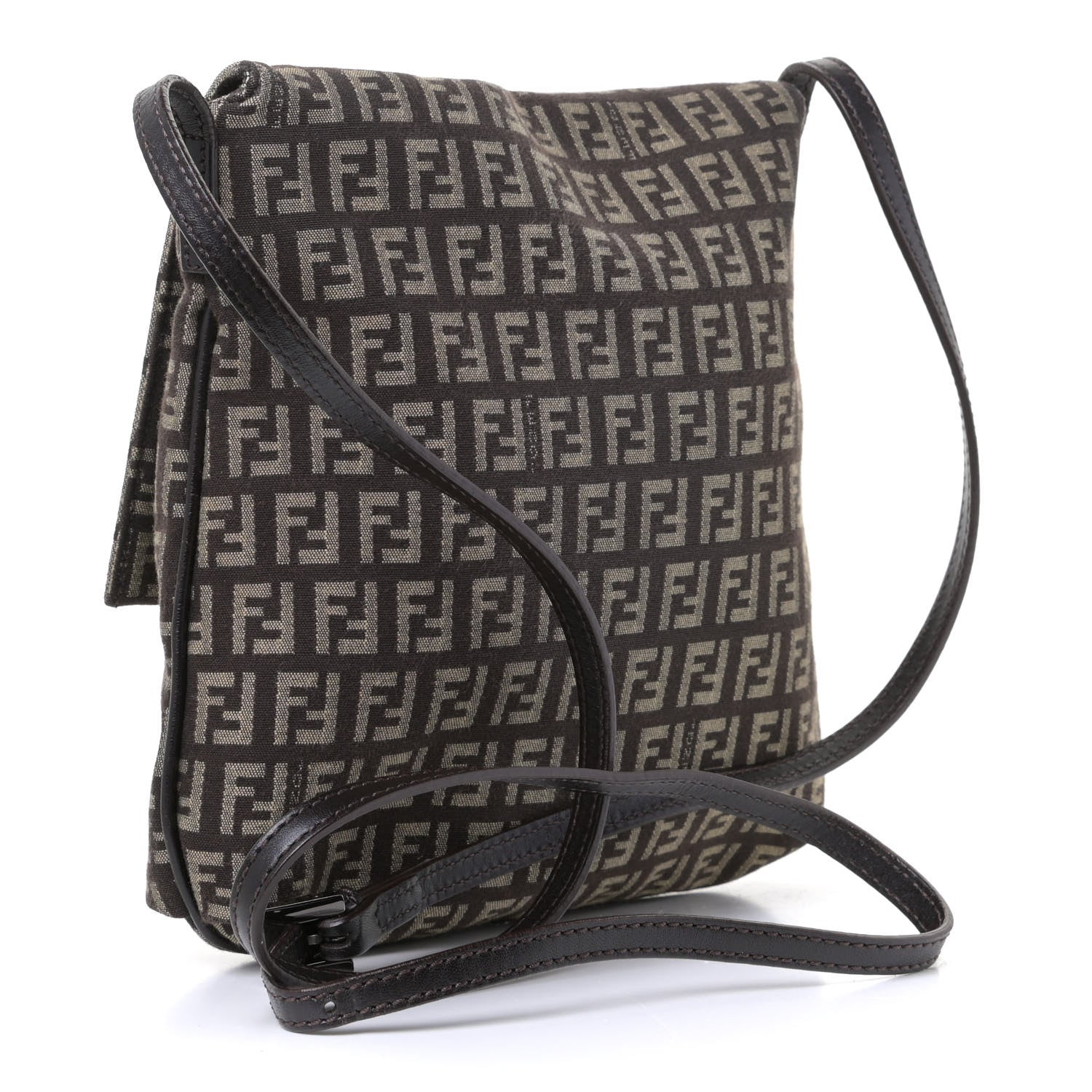 Fendi Zucchino Vitello Tube Messenger Bag Testa di Moro Beige 3 of 8