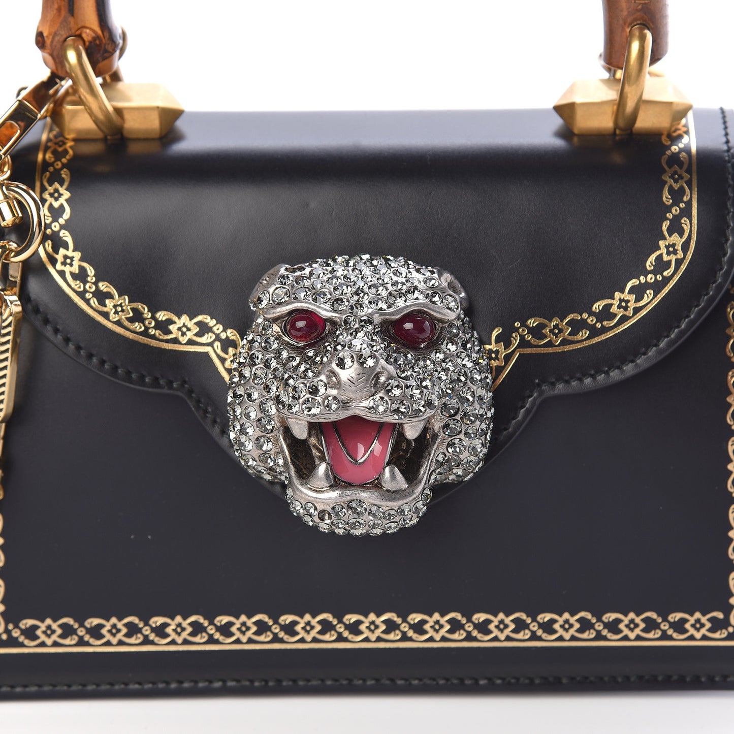 Calfskin Bamboo Mini Thiara Top Handle Bag Black