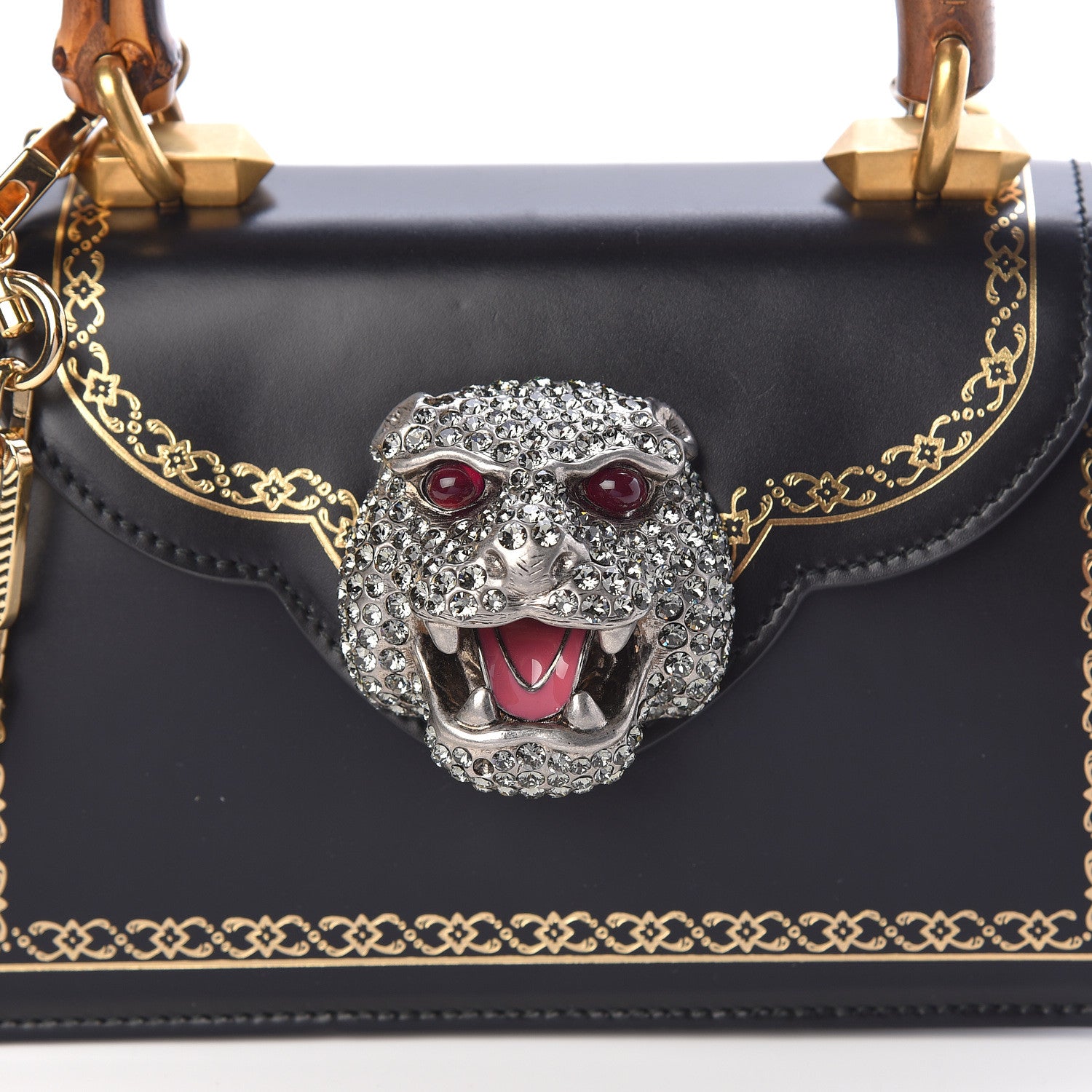 Gucci Calfskin Bamboo Mini Thiara Top Handle Bag Black 10 of 11