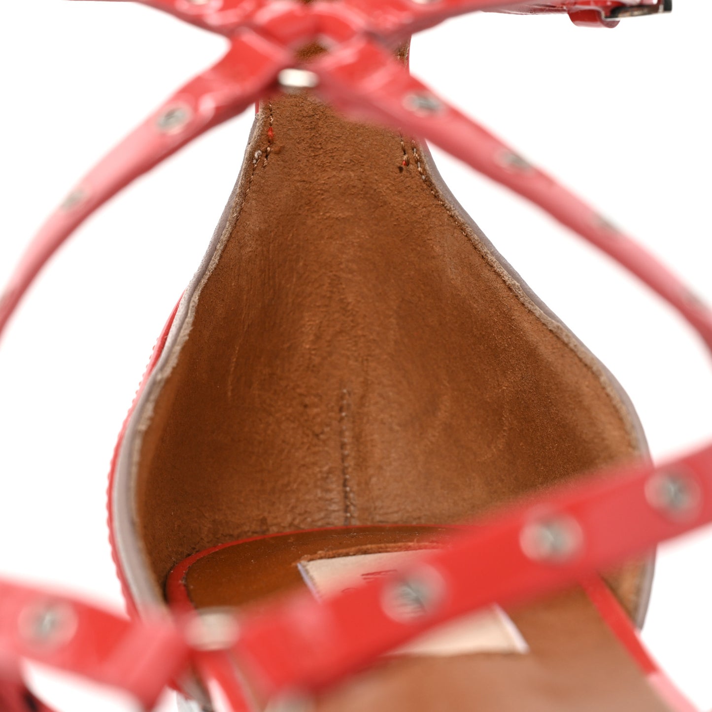 Patent Love Latch Gladiator Flat Sandals 36 Deep Coral Poudre