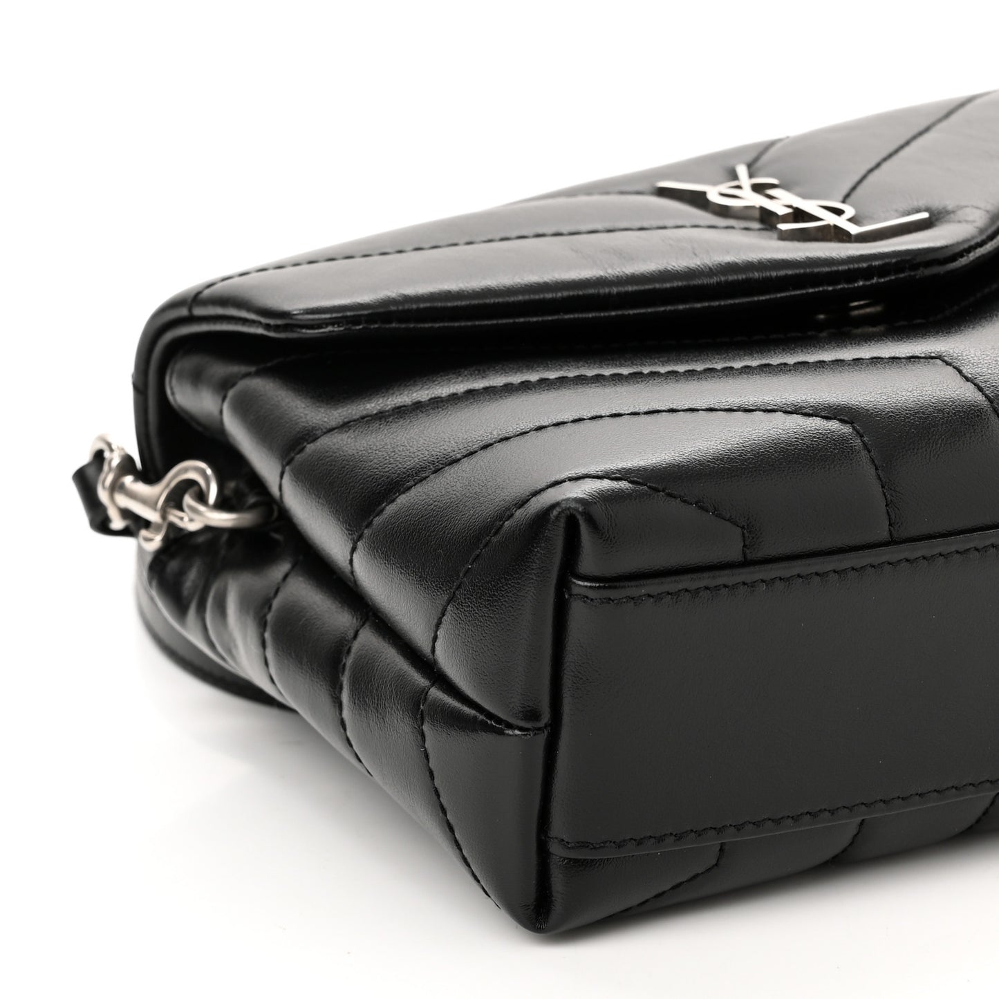 Calfskin Y Quilted Monogram Toy Loulou Crossbody Bag Black