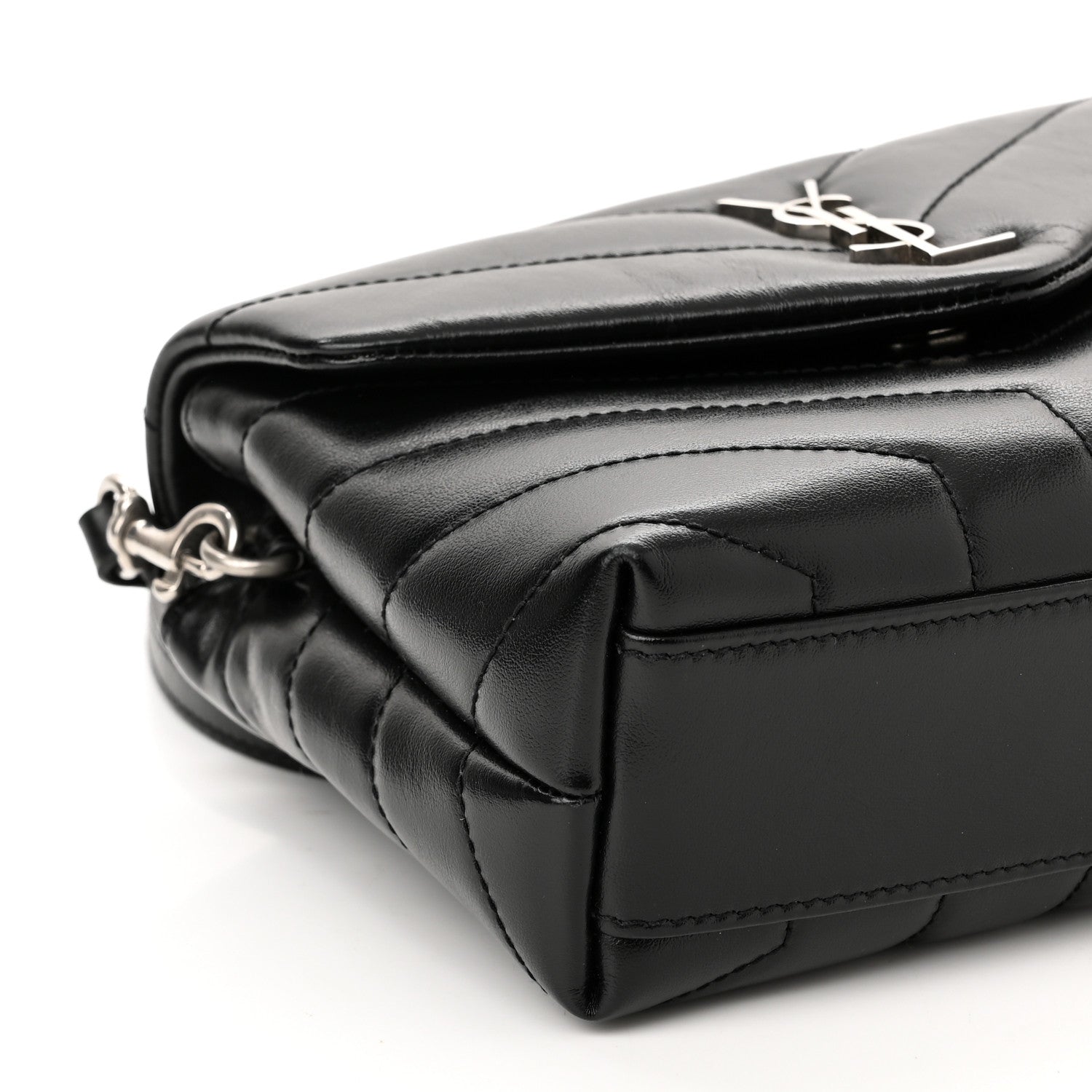 Saint Laurent Calfskin Y Quilted Monogram Toy Loulou Crossbody Bag Black 10 of 12