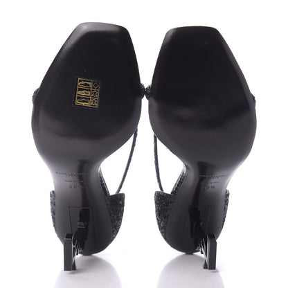 Saint Laurent Glitter Opyum 85 Sandals 38.5 Black 6 of 9