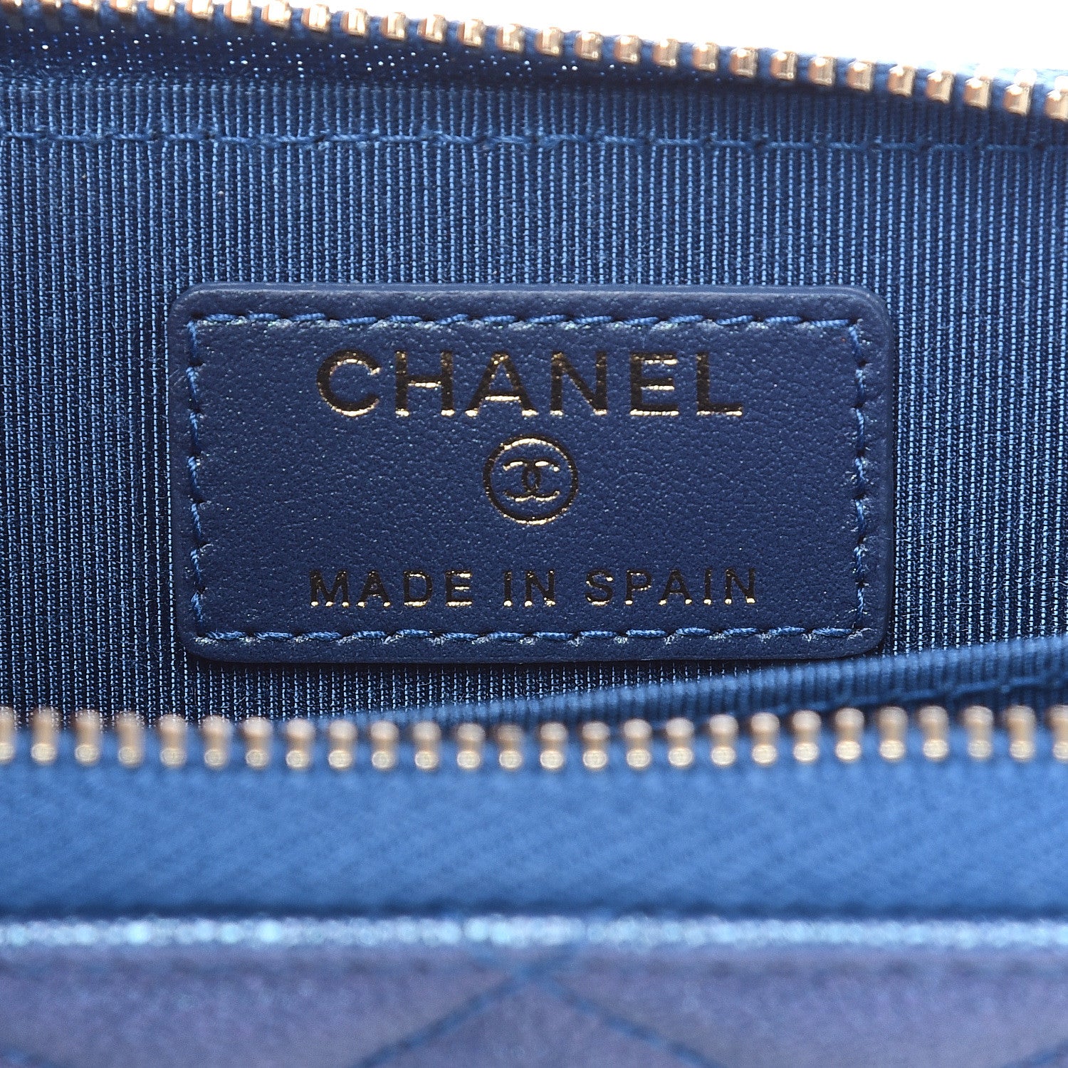 Chanel Metallic Caviar Quilted Zip Coin Purse Dark Blue 6 of 8