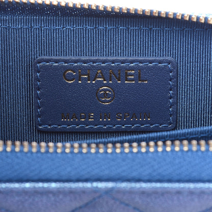 Chanel Metallic Caviar Quilted Zip Coin Purse Dark Blue 6 of 8