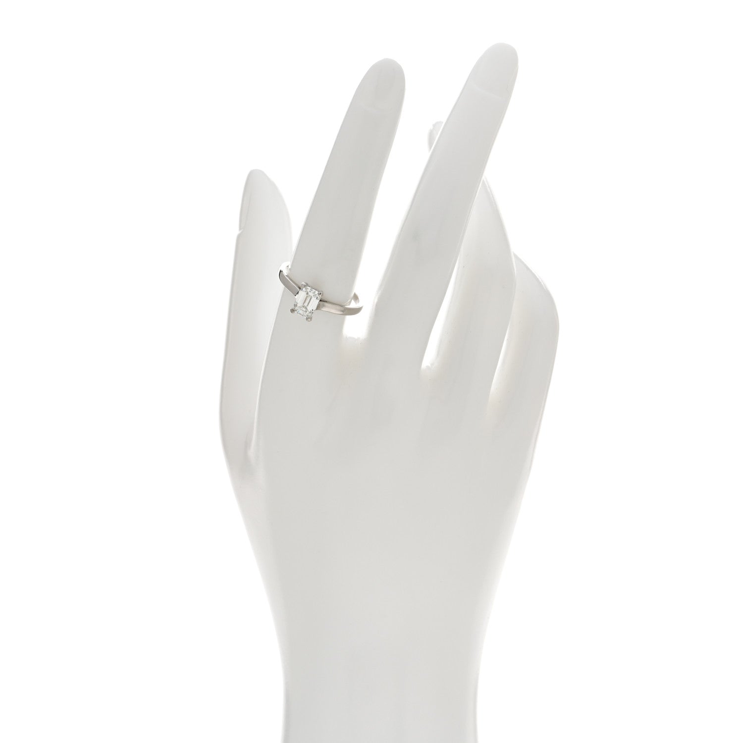 Tiffany Platinum Diamond 1.01ct Emerald Cut Solitaire Engagement Ring 57 8 2 of 6
