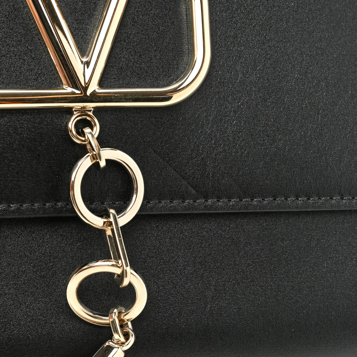 Calfskin VCase Chain Wallet Black