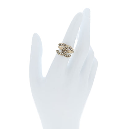 Chanel Metal Crystal CC Ring 49 5 Gold 2 of 5