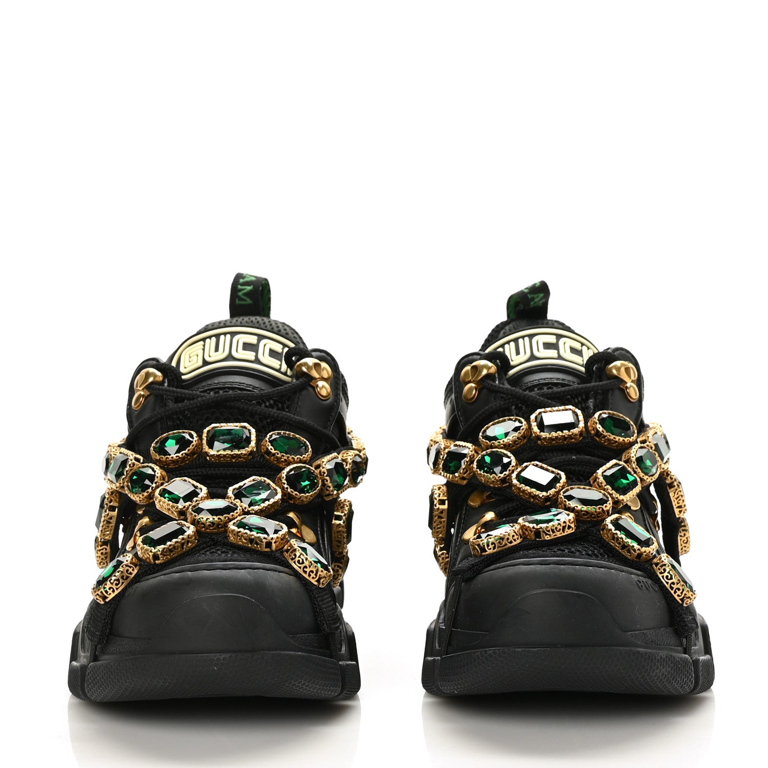 Gucci X SEGA Mesh Suede Calfskin Removable Crystals Womens Flashtrek Sneakers 36 Black Silver 2 of 6