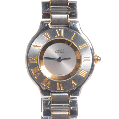 Cartier Stainless Steel 18K Yellow Gold 31mm Must De 21 Quartz Watch 1 of 9