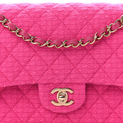 Chanel Tweed Quilted Medium Double Flap Fuchsia 8 of 11