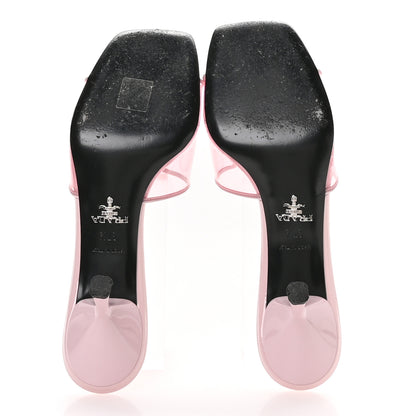 Prada Plexiglass Vernice Metal Triangle Logo 65mm Slide Sandals 37.5 Alabastro 6 of 8