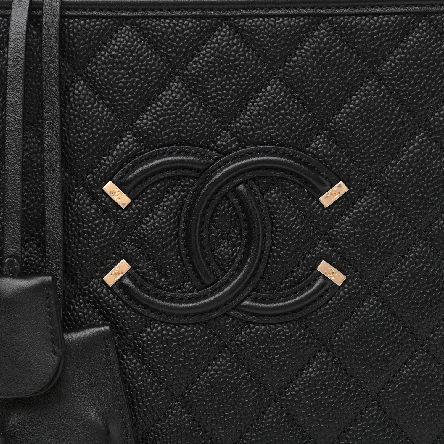 Chanel Caviar Quilted Large CC Filigree Vanity Case Black 9 of 11