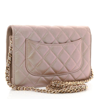 Chanel Iridescent Caviar Quilted Wallet On Chain WOC Beige 3 of 15