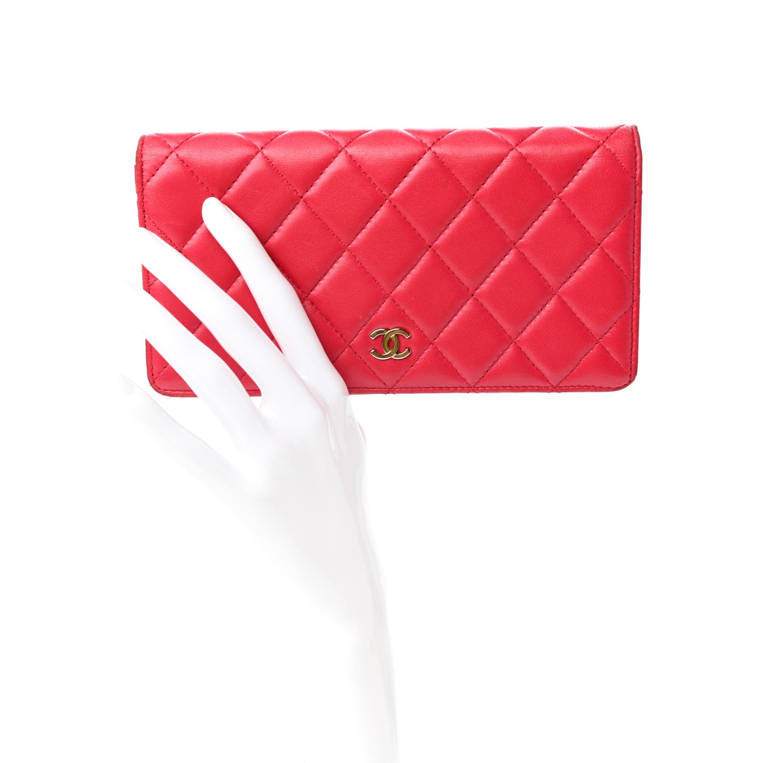 Chanel Lambskin Quilted Yen Wallet Fuchsia 2 of 9