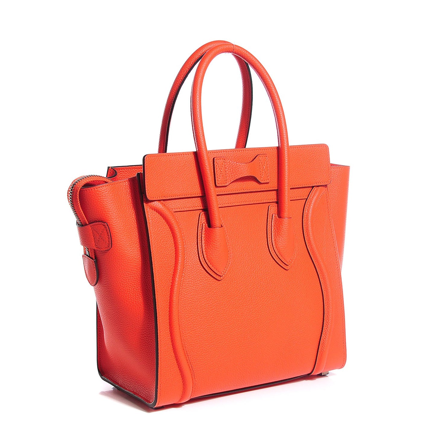 Drummed Calfskin Micro Luggage Vermillion