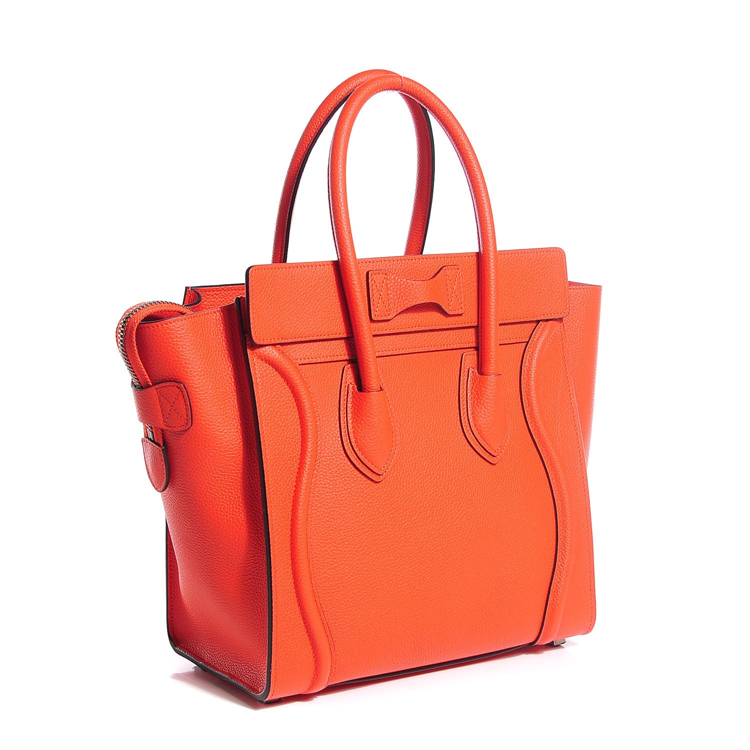 Celine Drummed Calfskin Micro Luggage Vermillion 3 of 8