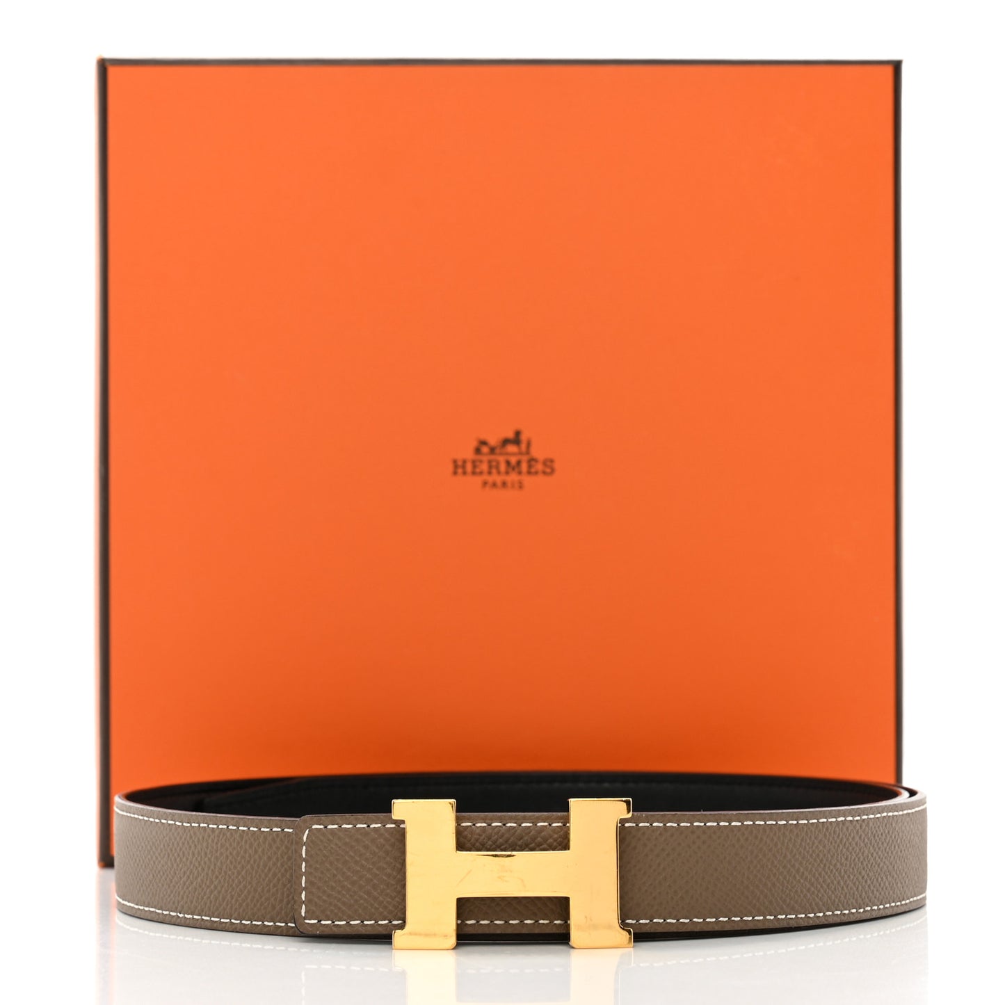 Swift Epsom 24mm Mini Constance H Belt 80 32 Black Etoupe