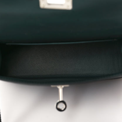 Hermes Chevre Mysore Horseshoe Mini Kelly Sellier 20 Black Vert Fonce 4 of 9