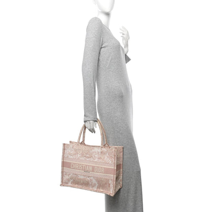 Christian Dior Canvas Embroidered Medium Dioriviera Toile De Jouy Book Tote Rose 2 of 15